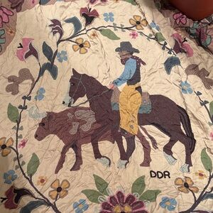 Double D Ranch Floral Embroidered Tapestry